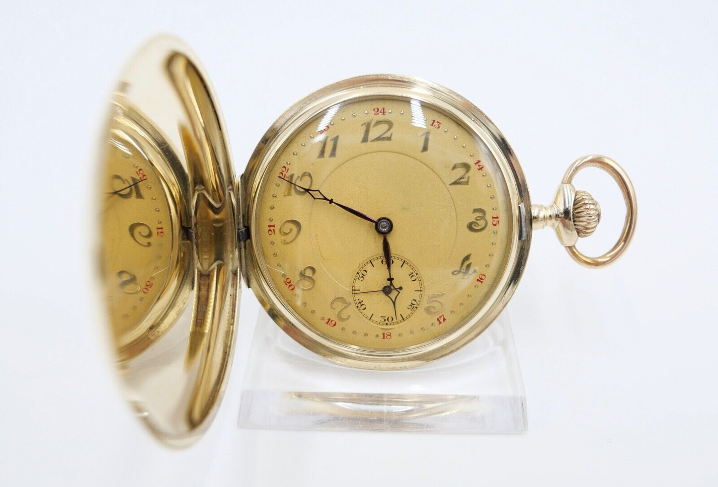 JHH J.H. Hasler & Fils 1916 - 1925 Savonette Taschenuhr 585 / 14K GOLD Ø 51mm - Antikhandel-Stuttgart