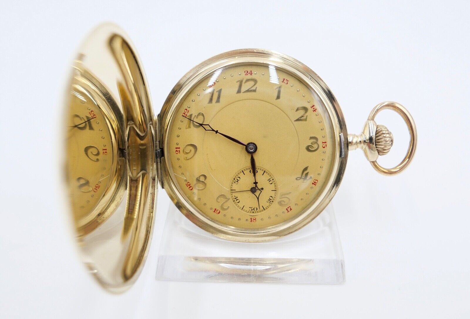 JHH J.H. Hasler & Fils 1916 - 1925 Savonette Taschenuhr 585 / 14K GOLD Ø 51mm - Antikhandel-Stuttgart