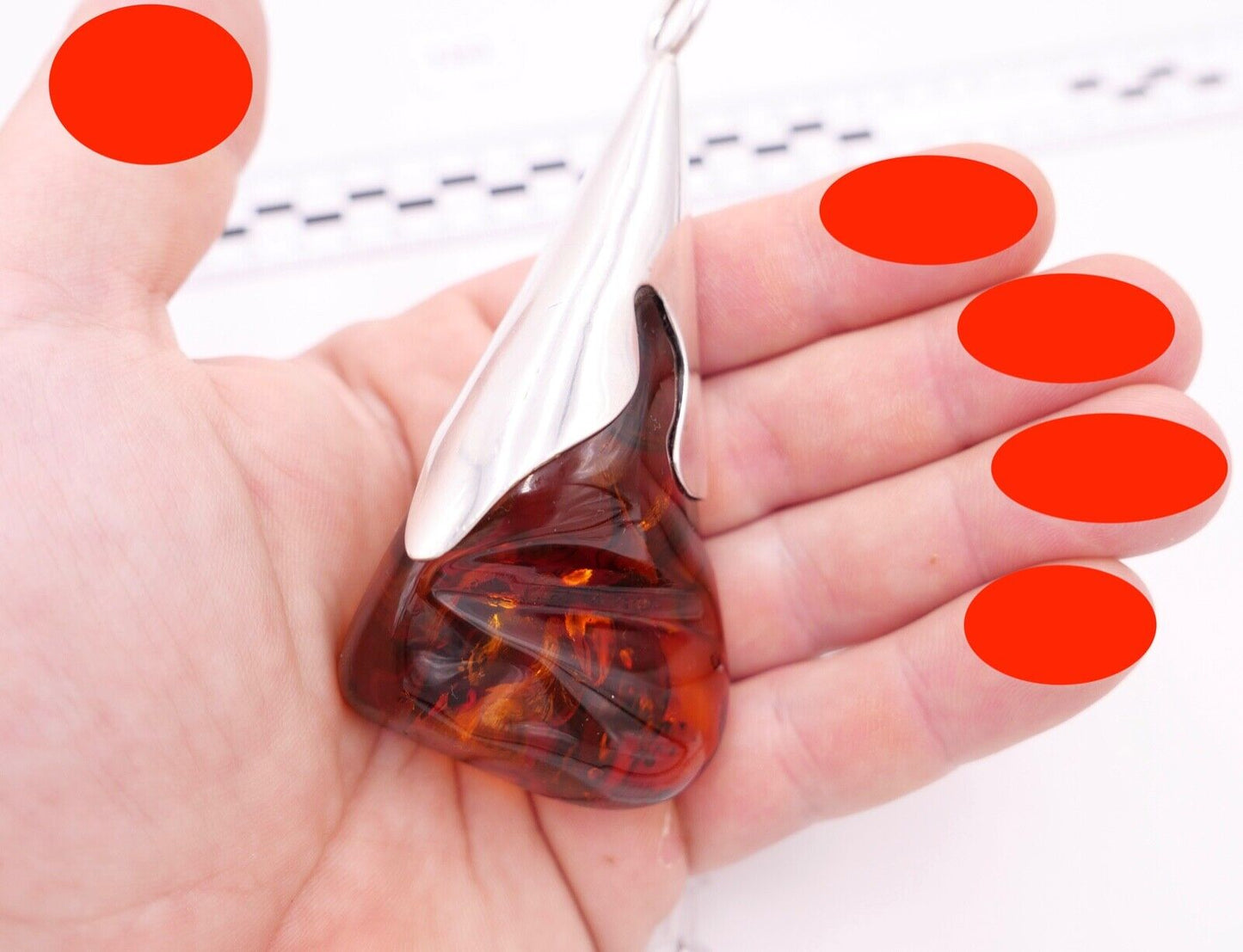 Alter großer Bernstein Anhänger 925 Silber Amber 10,3cm HANDGEFERTIGT - Antikhandel-Stuttgart