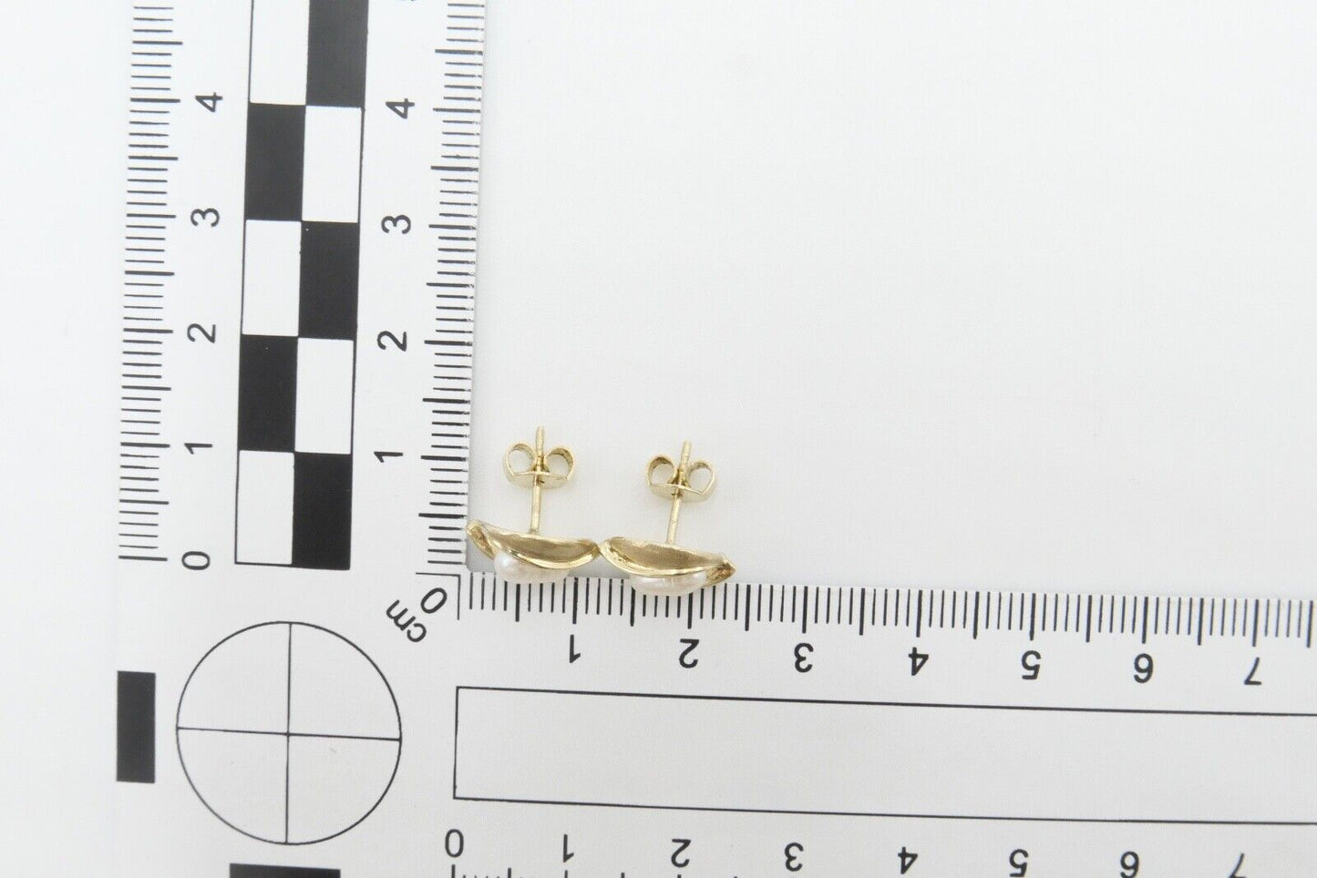 80er Jahre Gelbgold Akoya Perlen Ohrringe Ohrstecker 333 / 8K Perle Ø 6,6 mm - Antikhandel-Stuttgart