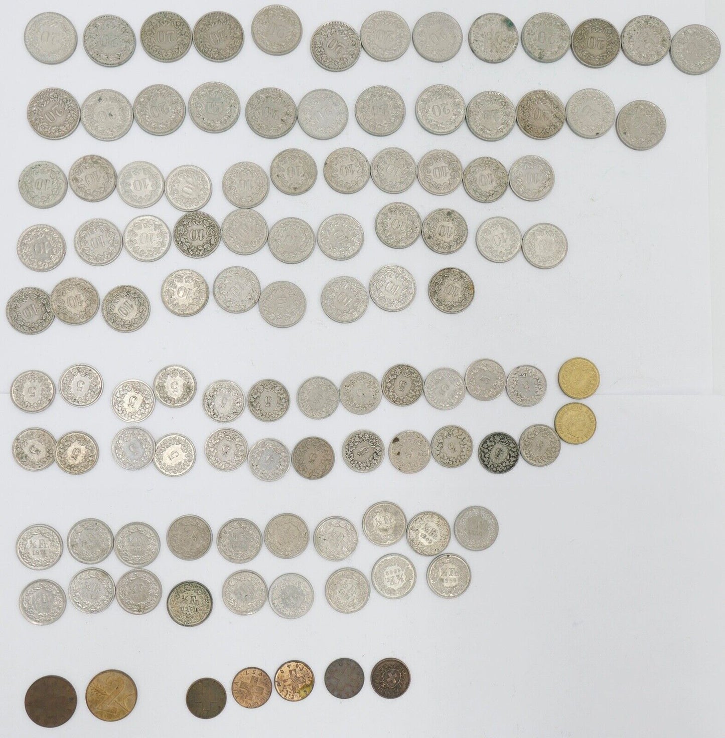 Posten LOT 1/2 Franken 1 2 5 10 20 Rappen teilweise Silber usw. - Antikhandel-Stuttgart