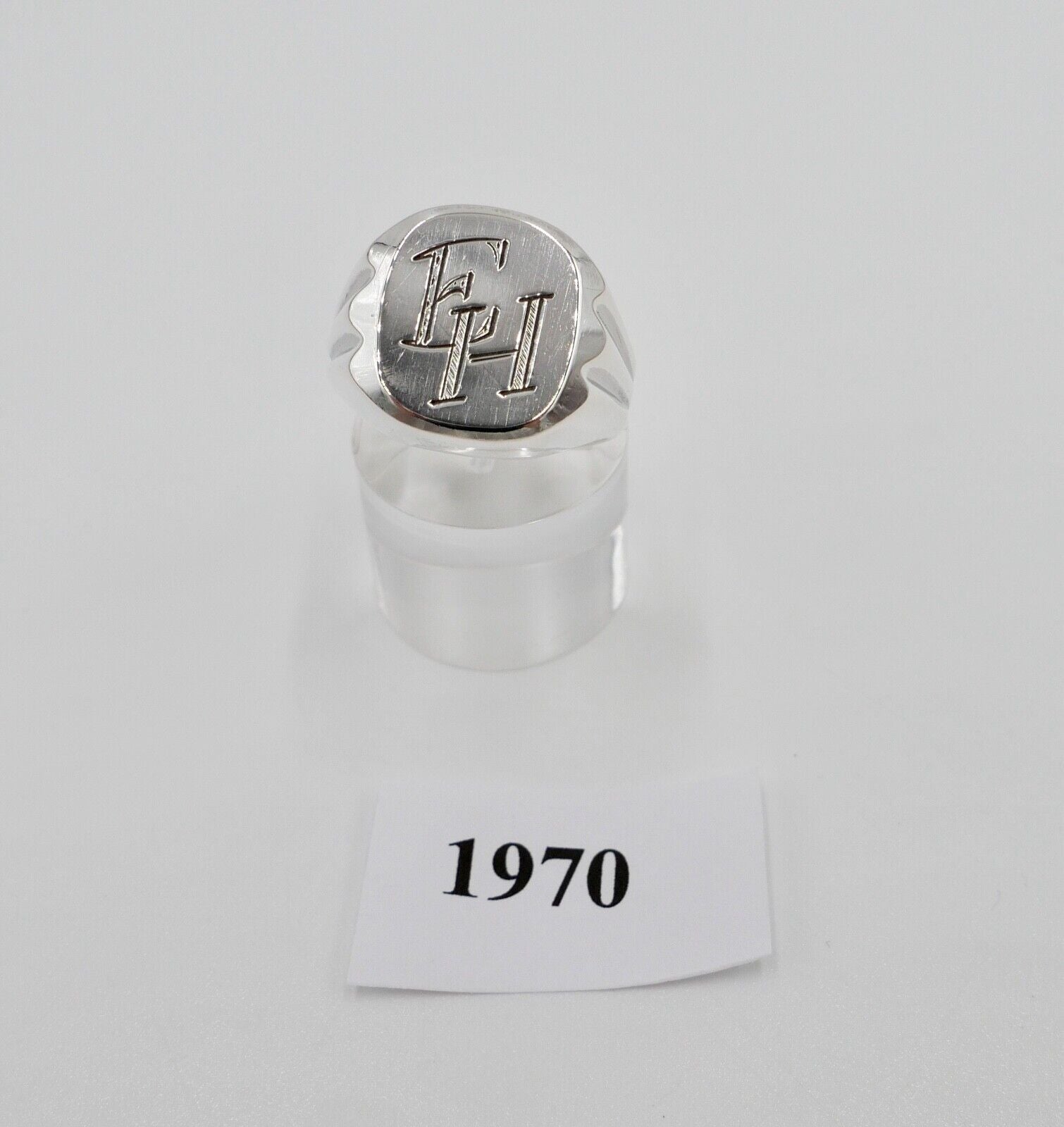ART DECO Siegelring Monogramm EH Herrenring 835 Ring Silber Gr. 67 GGS - Antikhandel-Stuttgart