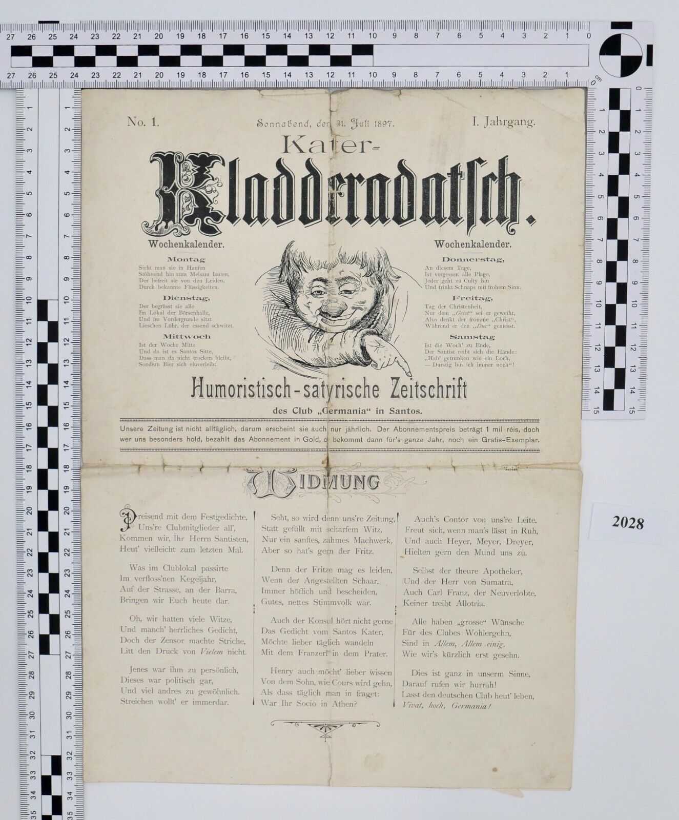 1897 Kladderadatsch Humoristisch-satirisches Wochenblatt 1. Jahrgang Nr. 1 - Antikhandel-Stuttgart