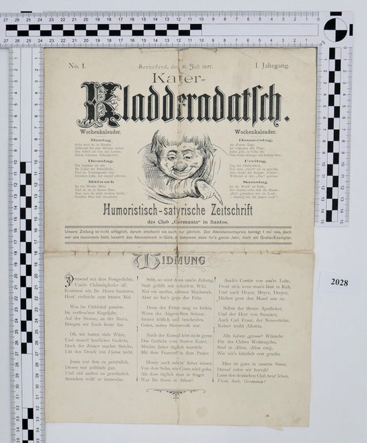 1897 Kladderadatsch Humoristisch-satirisches Wochenblatt 1. Jahrgang Nr. 1 - Antikhandel-Stuttgart
