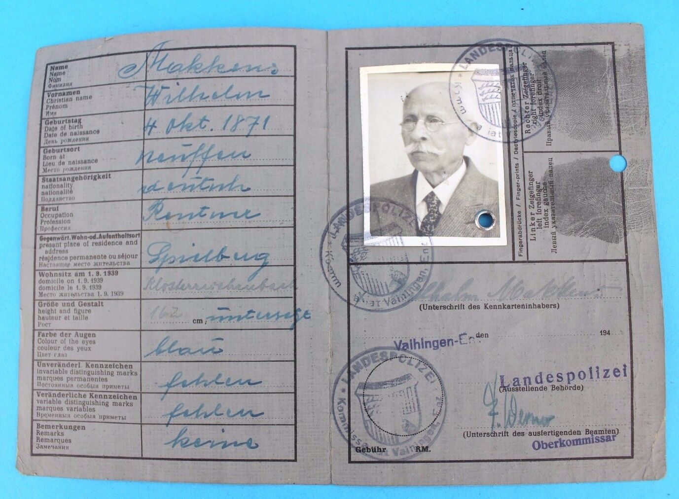 2x Deutsche Kennkarte Ehepaar Landespolizei Vaihingen Enz Dt. Reich - Antikhandel-Stuttgart