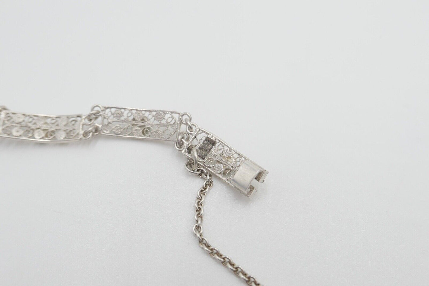 filigranes 60er Jahre 800 Silber Armband mit Chrysopras - Antikhandel-Stuttgart