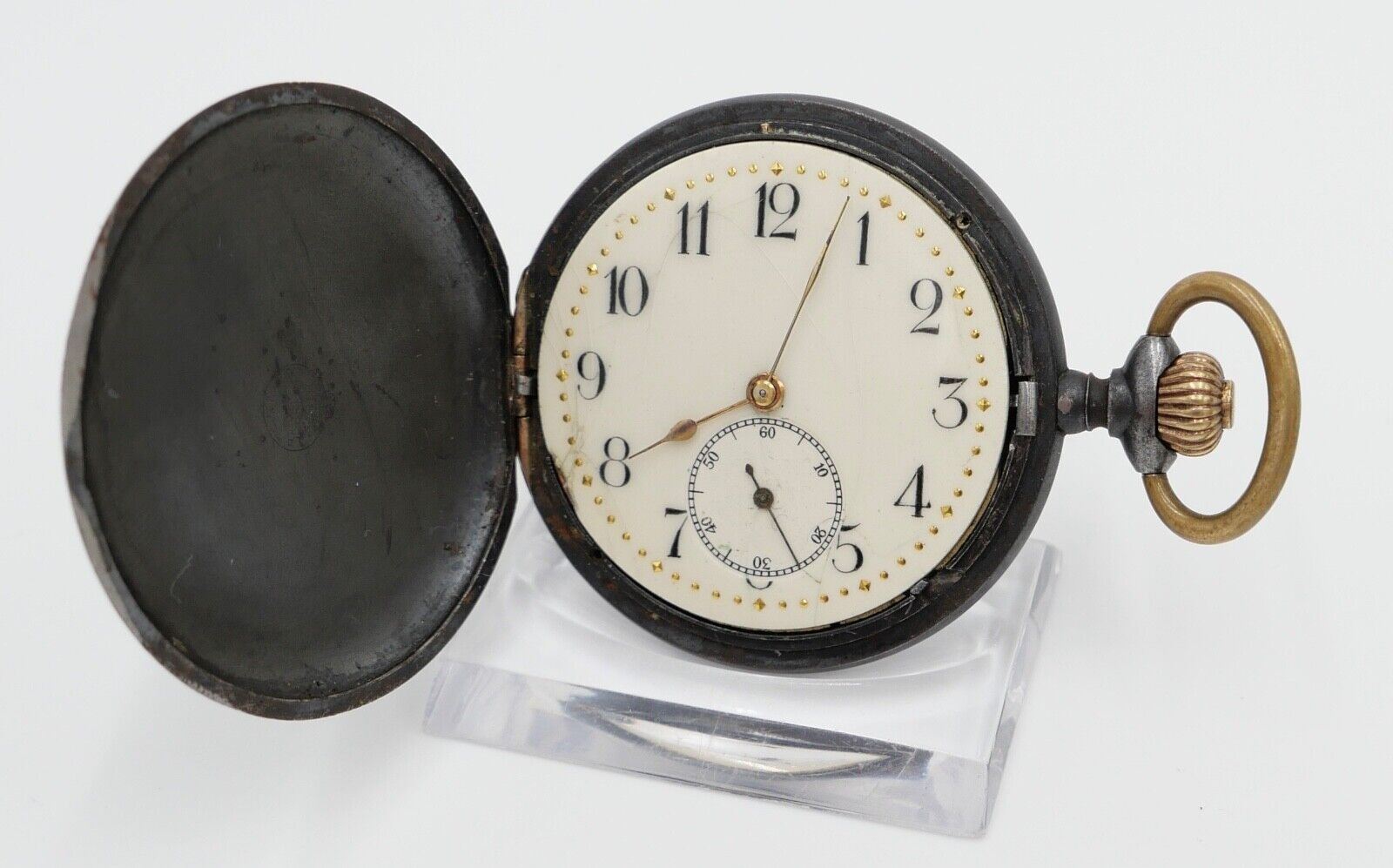 Antike Taschenuhr TAVANNES Ø 48 mm Emaille Zifferblatt - Antikhandel-Stuttgart