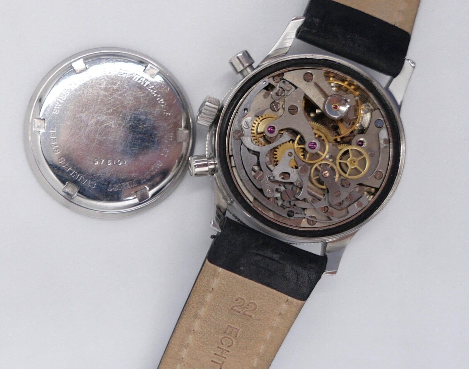 NICOLET WATCH SUPER WATERPROOF Landeron 39 Diver Chronograph 1960er Jahre 38mm - Antikhandel-Stuttgart