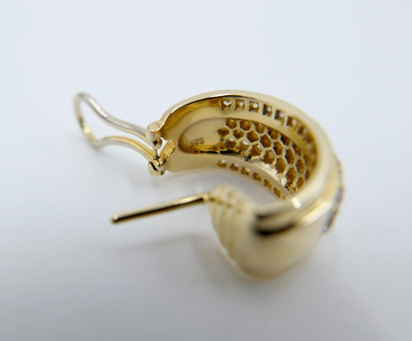 2,52 Ct Diamant Halbcreolen 585 14K Gelbgold 106 Brillanten besetz Ohrringe 90er - Antikhandel-Stuttgart