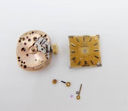 OMEGA Cal. 484 Uhrwerk Krone Zifferblatt Zeiger defekt Ersatzteil - Antikhandel-Stuttgart