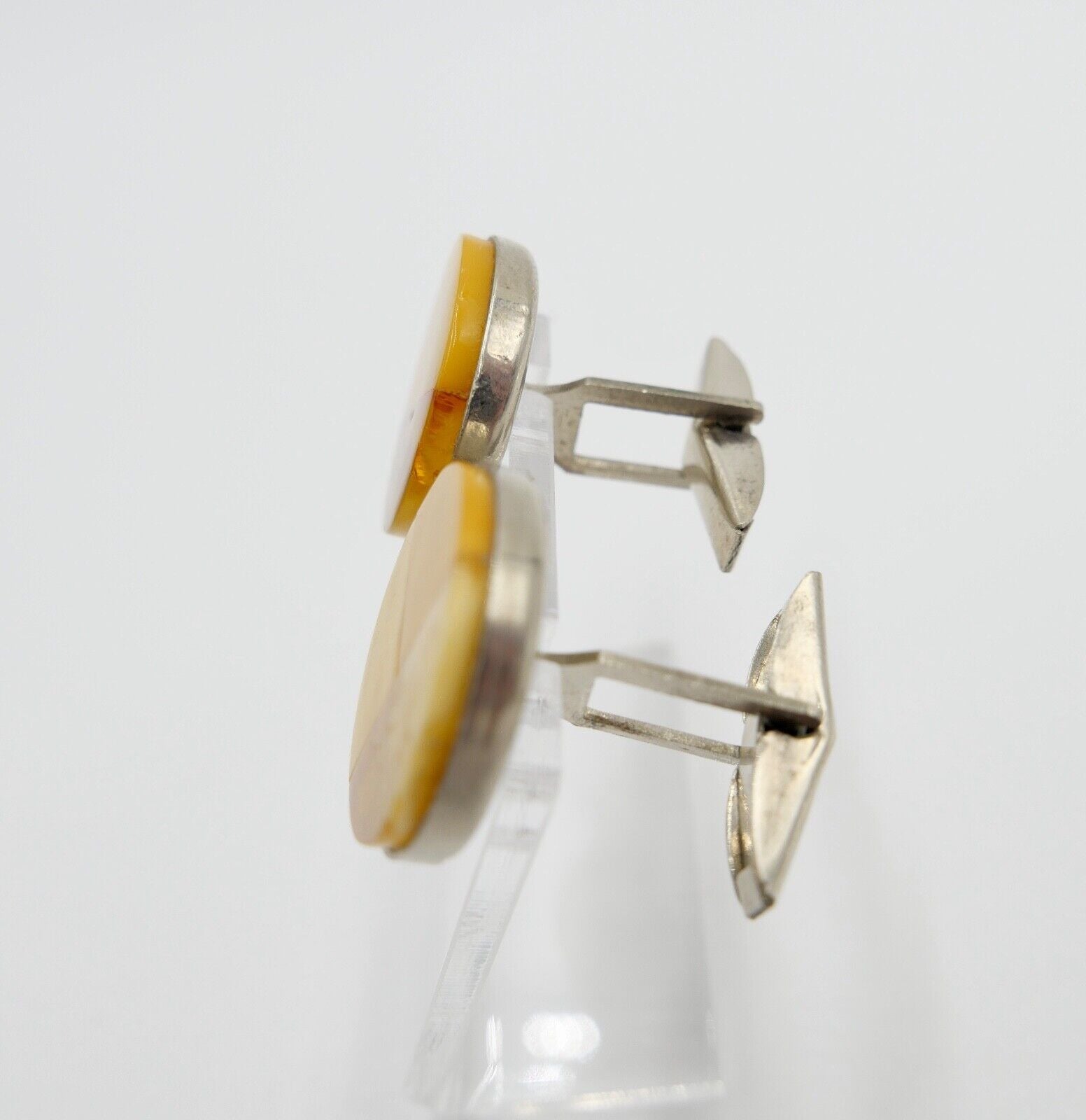 Pärchen alte Bernstein butterscotch Manschettenknöpfe Ø 20mm - Antikhandel-Stuttgart