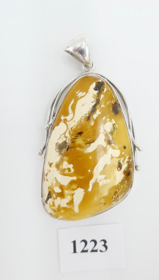 Bernstein Butterscotch Anhänger 925 Silber Amber 7,2 cm - Antikhandel-Stuttgart