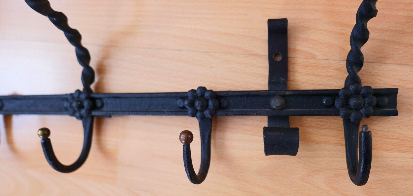 Alte Garderobe Eisen mit 9 Haken 98x22cm Wandgarderobe 1960er Jahre - Antikhandel-Stuttgart
