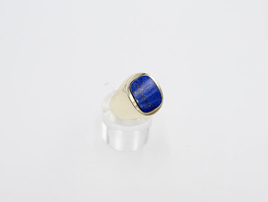 80er Jahre Siegelring Herrenring Gold 585 / 14K Lapislazuli Gr. 61 - Antikhandel-Stuttgart