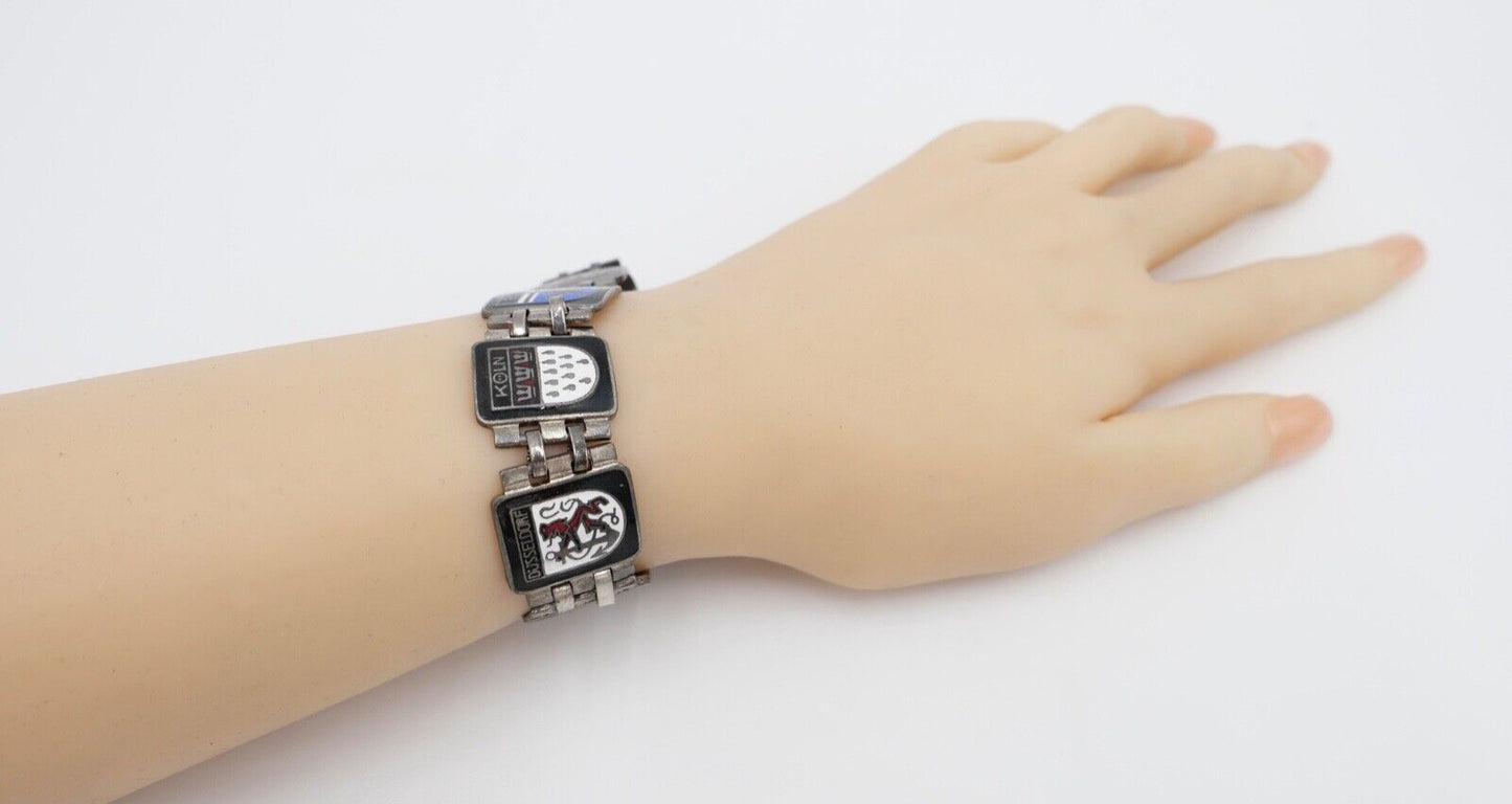 30er Wappen Armband versilbert Emaille Köln Bonn Dortmund Düsseldorf - Antikhandel-Stuttgart