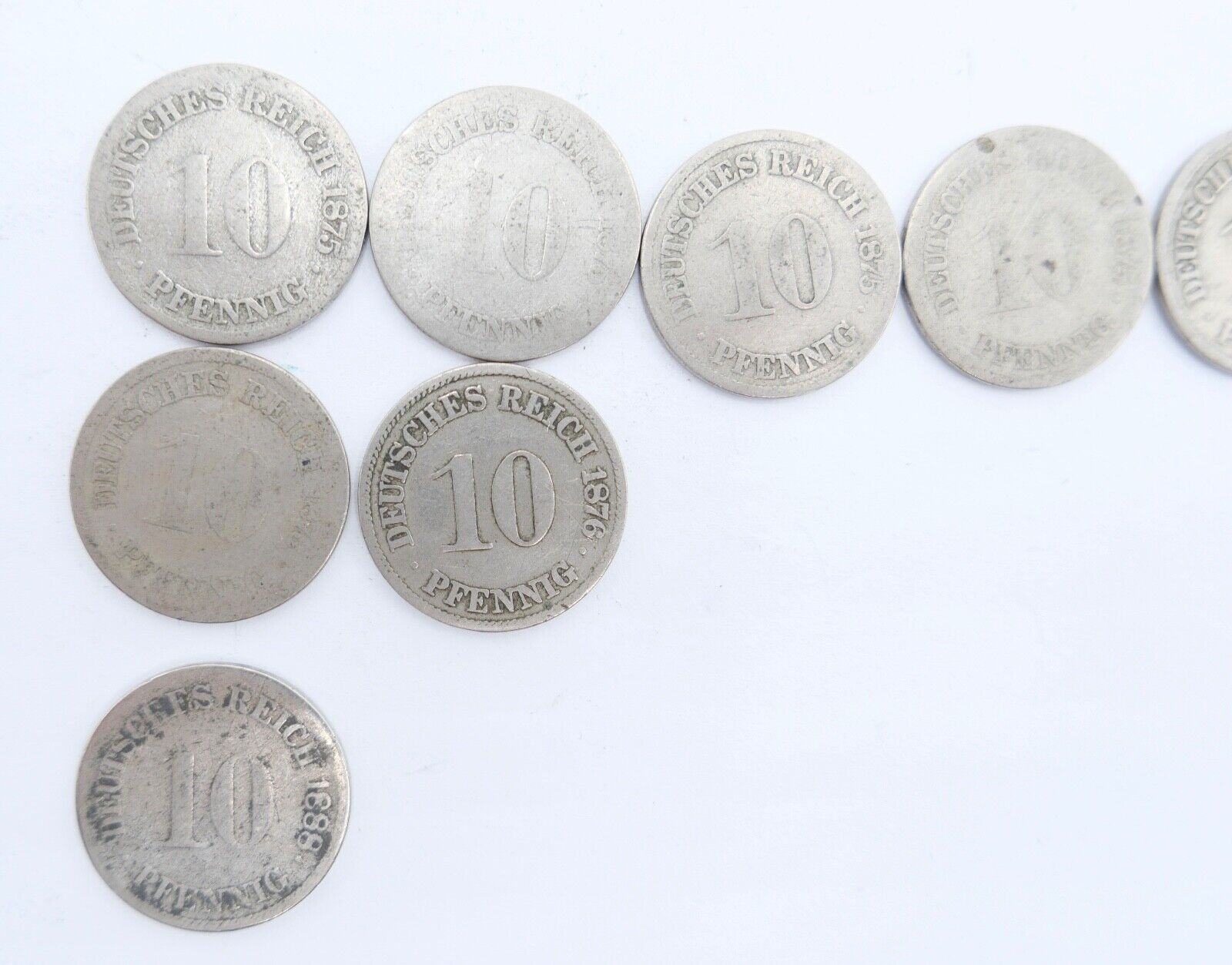 10x 10 Reichspfennig 1873 1875 1876 1888 Jäger J.4 s-ss - Antikhandel-Stuttgart