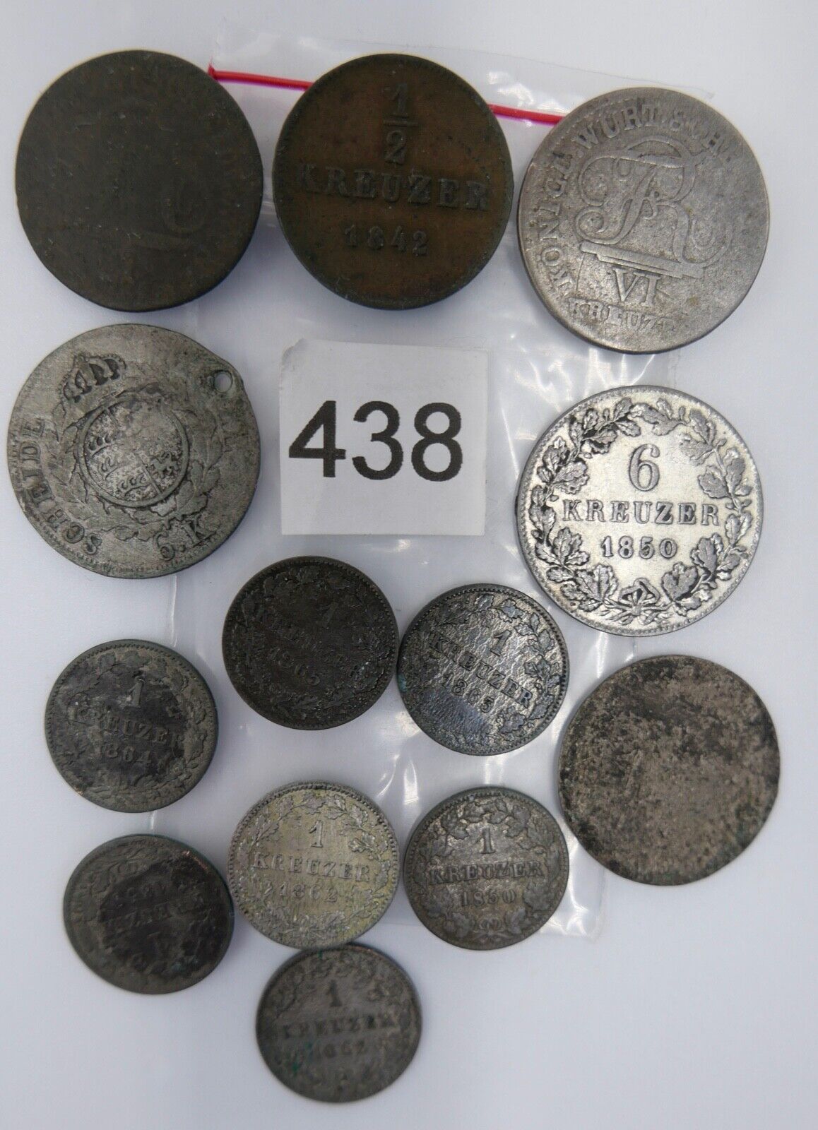 13x LOT 1/2 ,1 , 6 Kreuzer Württemberg 1810 1825 1850 1859 1862 1865 18631864 - Antikhandel-Stuttgart