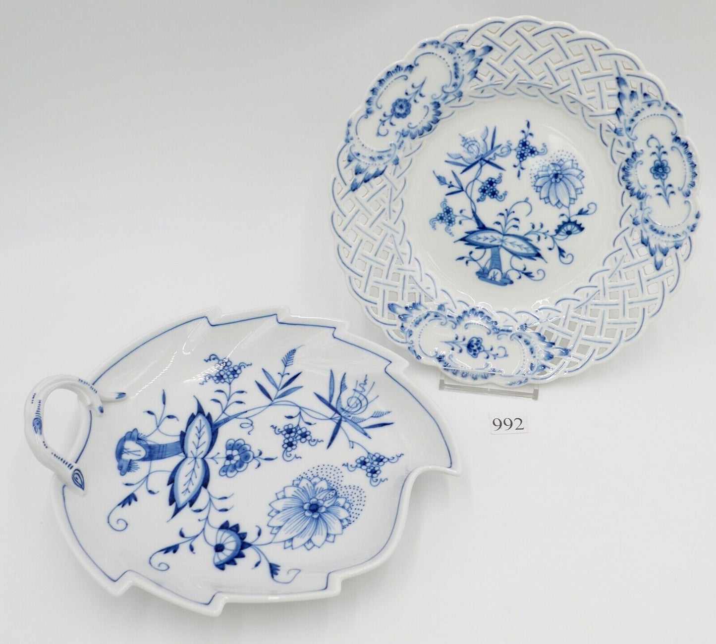 Meissen Zwiebelmuster Teller Duchbruch Schale Blatt Blattschale - Antikhandel-Stuttgart