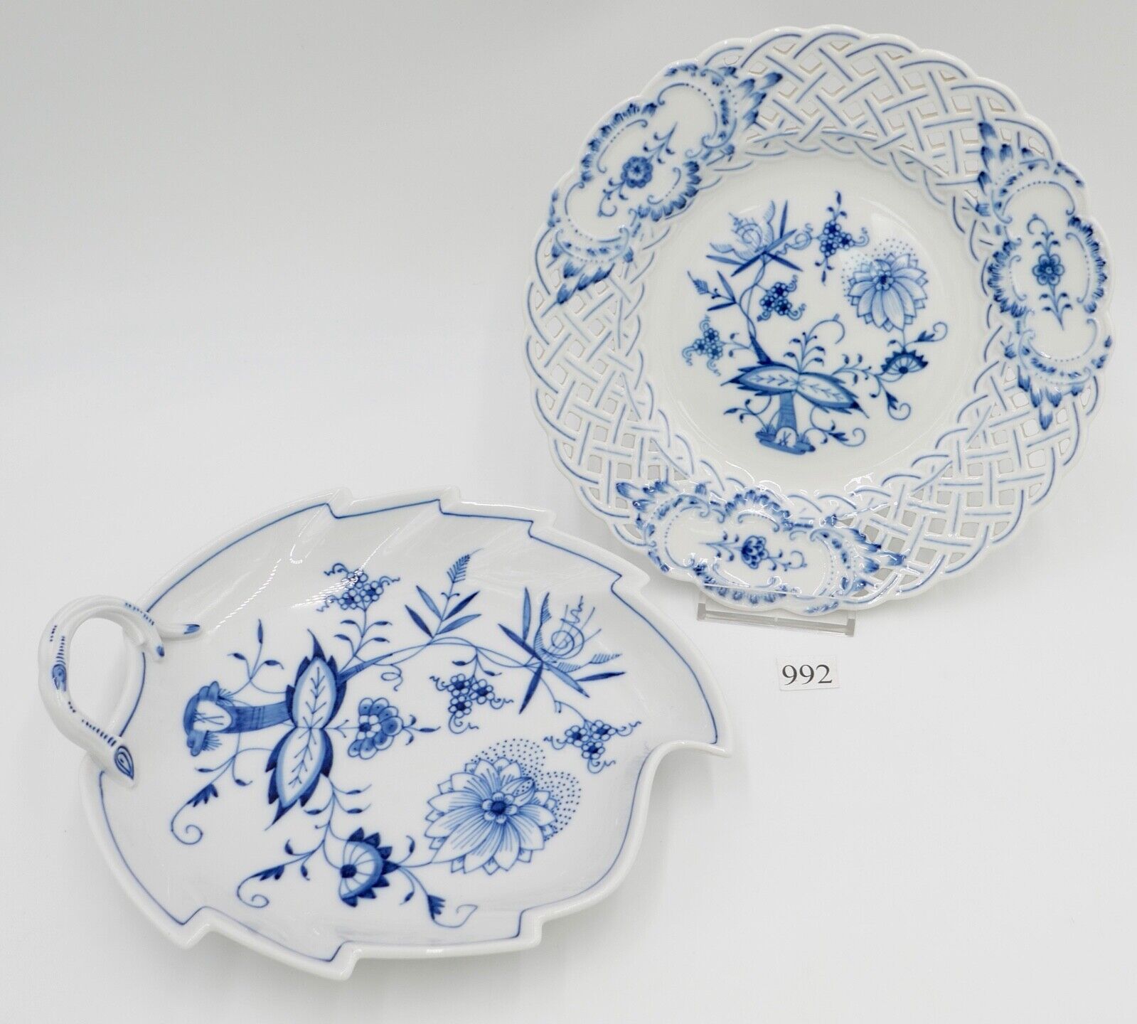 Meissen Zwiebelmuster Teller Duchbruch Schale Blatt Blattschale - Antikhandel-Stuttgart