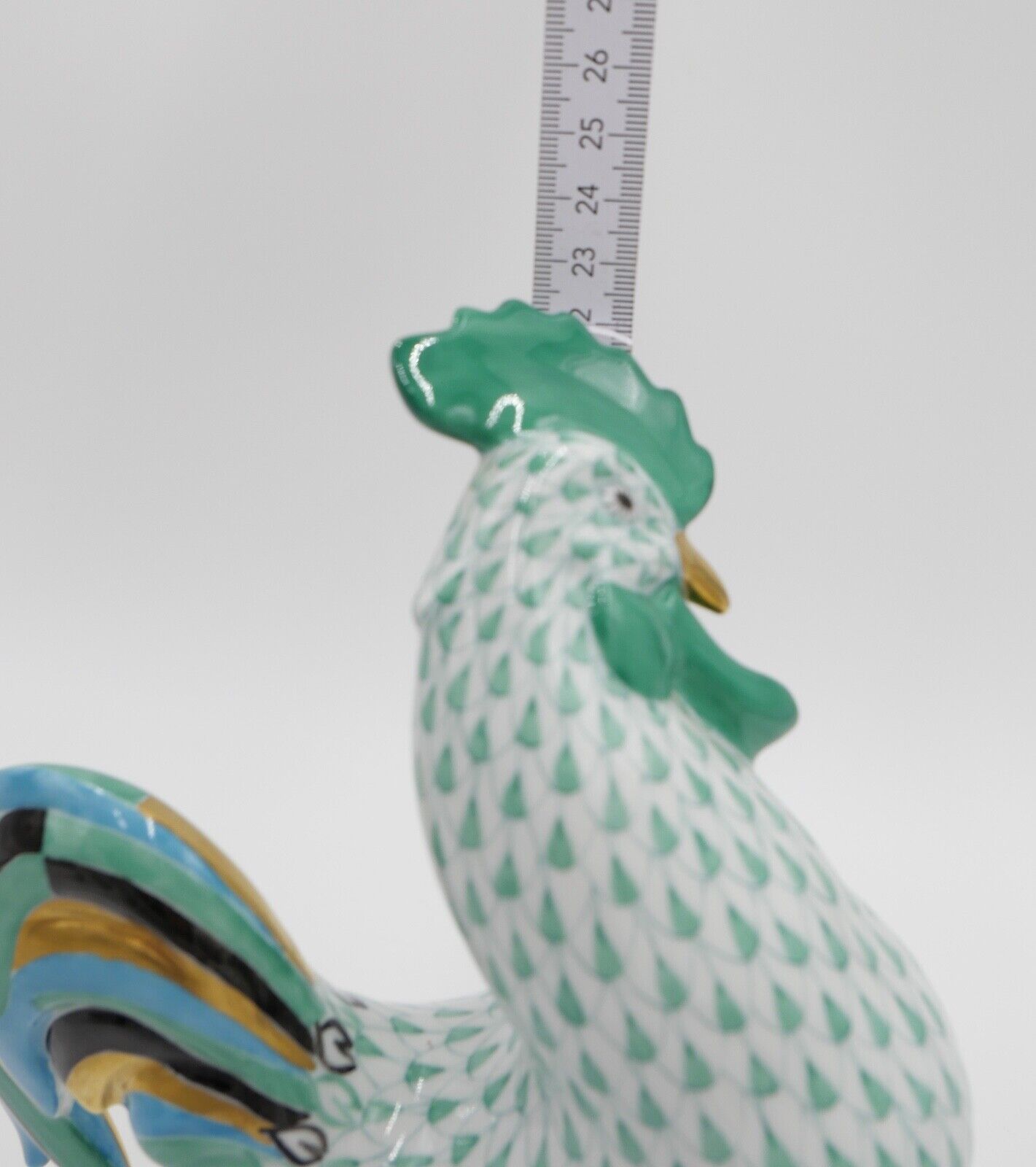 Herend Ungarn Figur Bunter Hahn 23 cm Modell Nr. 5014 Grün NEUwertig - Antikhandel-Stuttgart