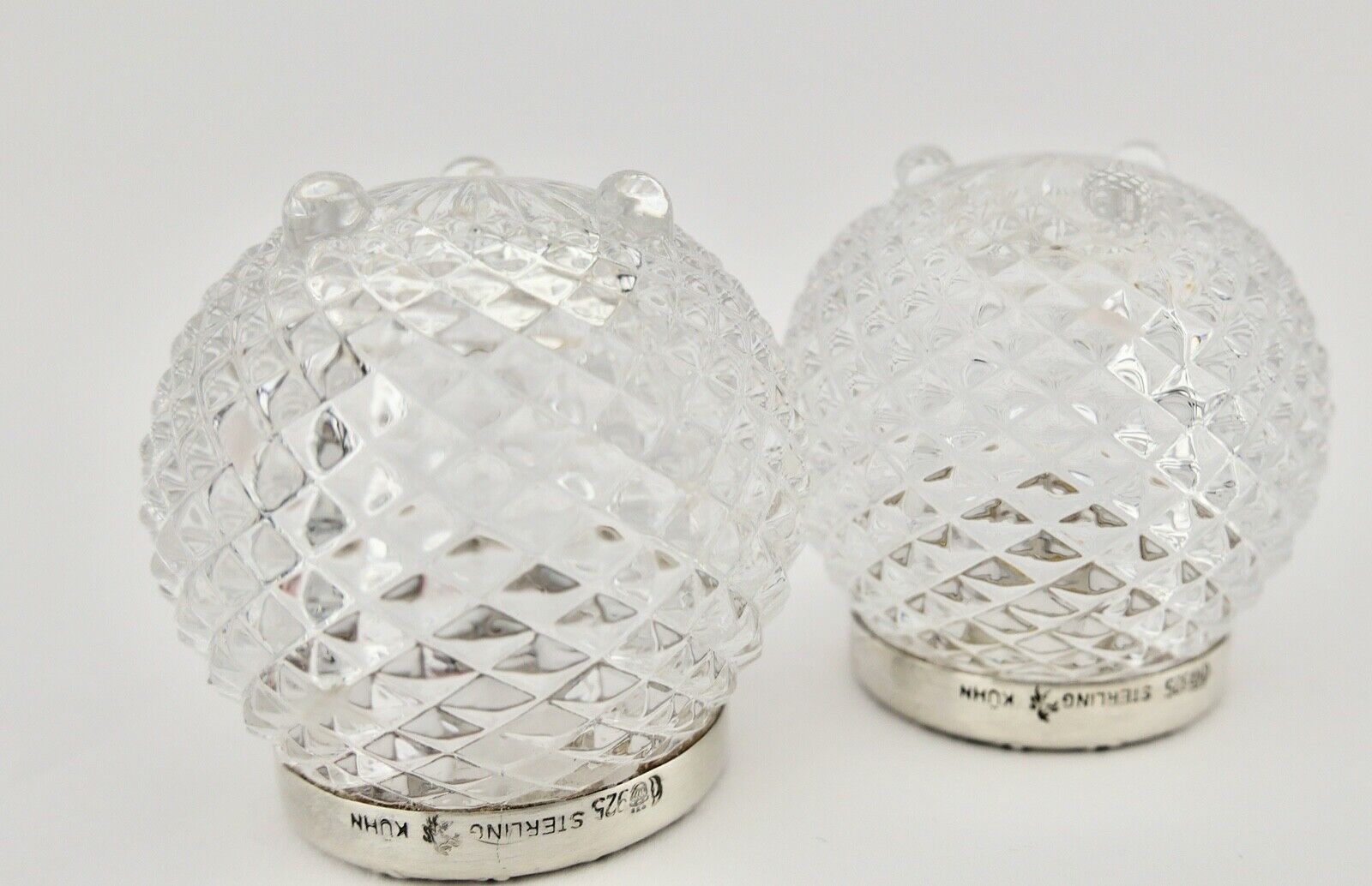 2x Kerzenhalter Gebr. Kühn Ø 4,5 cm Kristall mit 925 Silbermontur - Antikhandel-Stuttgart
