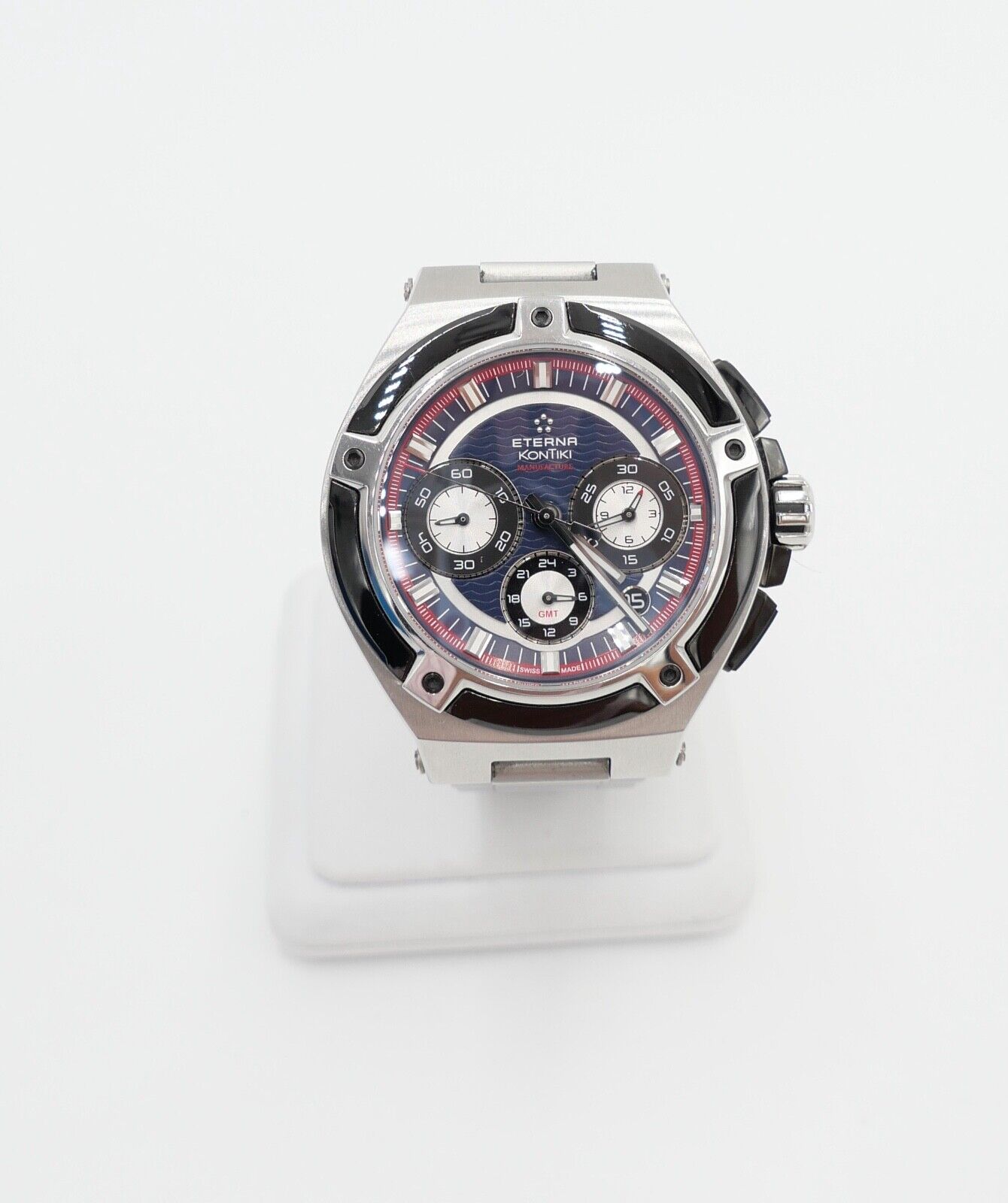 Eterna Royal KonTiki Chronograph GMT 45mm 7760.00 aus 2019 Edelstahl FULL SET - Antikhandel-Stuttgart