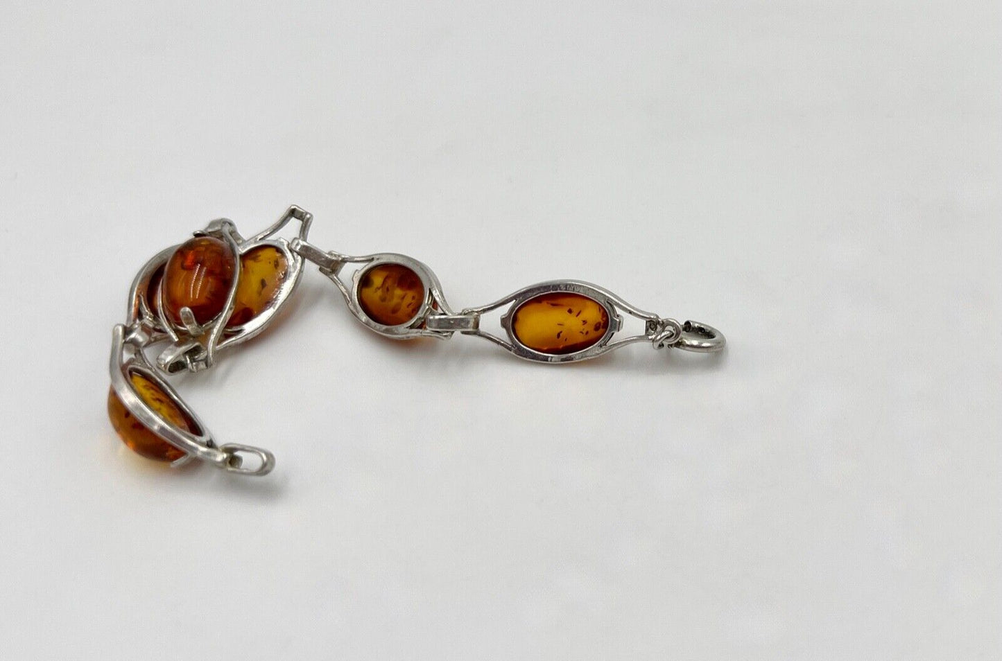 vintage Cabochon Bernstein Armband Gliederarmband Silber - Antikhandel-Stuttgart