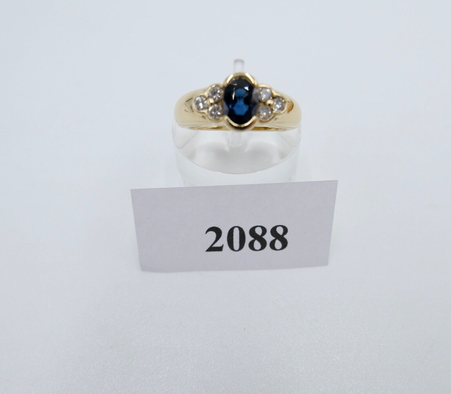 1980er massiver 750 18K Damen Gelbgold Ring 1,3 Ct Brillant & Saphir Gr. 53 - Antikhandel-Stuttgart