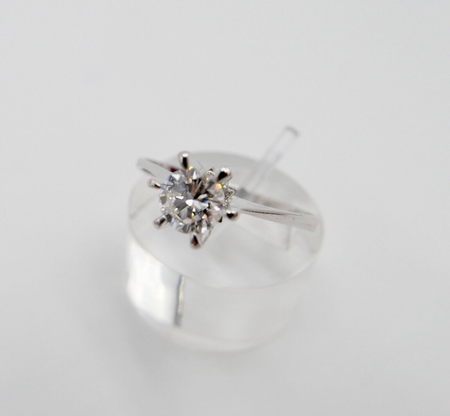 1980er klassischer Solitär Ring Weißgold Gold 585 14K Brillant 0,66 Ct Gr. 61 - Antikhandel-Stuttgart