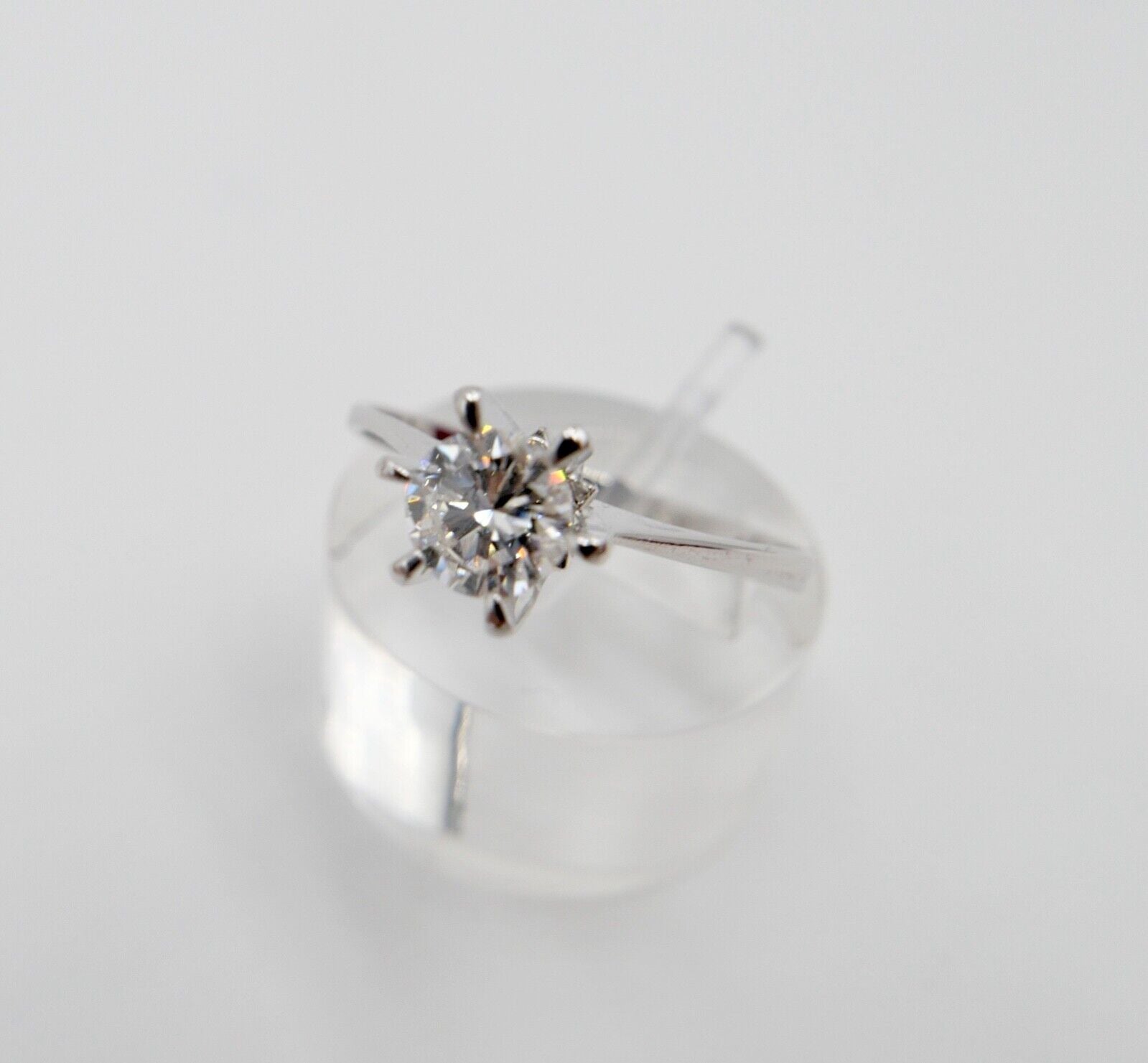 1980er klassischer Solitär Ring Weißgold Gold 585 14K Brillant 0,66 Ct Gr. 61 - Antikhandel-Stuttgart