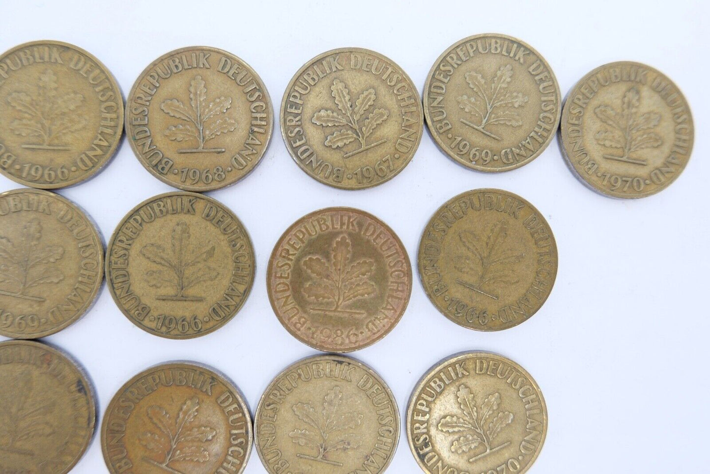 13x 10 Pfennig 1966 1967 1968 1969 1970 1986 D F G J Jäger J. 383 ss-vz - Antikhandel-Stuttgart