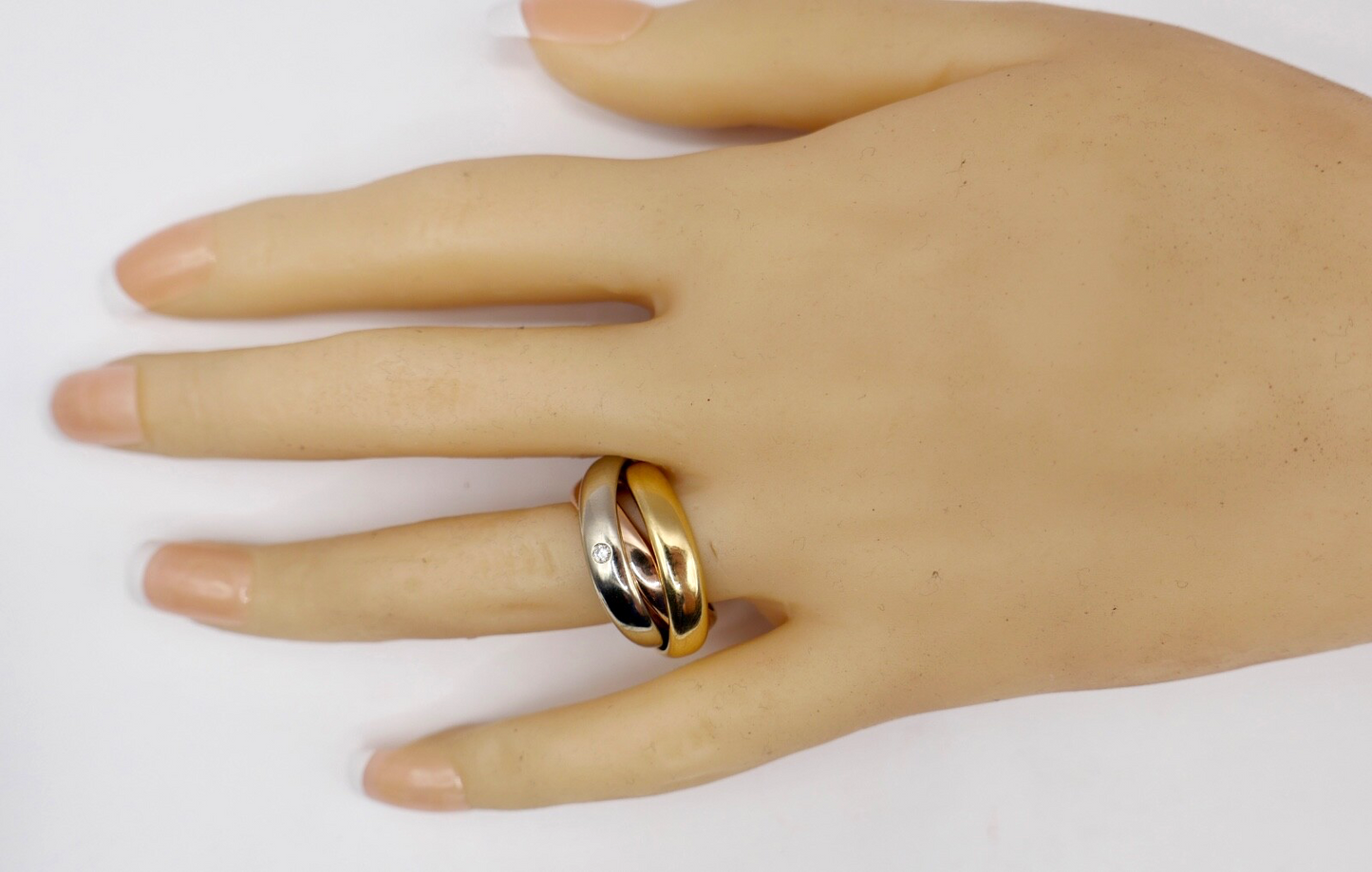 Tricolor Dreifach Dreier Damen Ring Gold 750 18K Gr. 55 Brillant Pierre Niederer