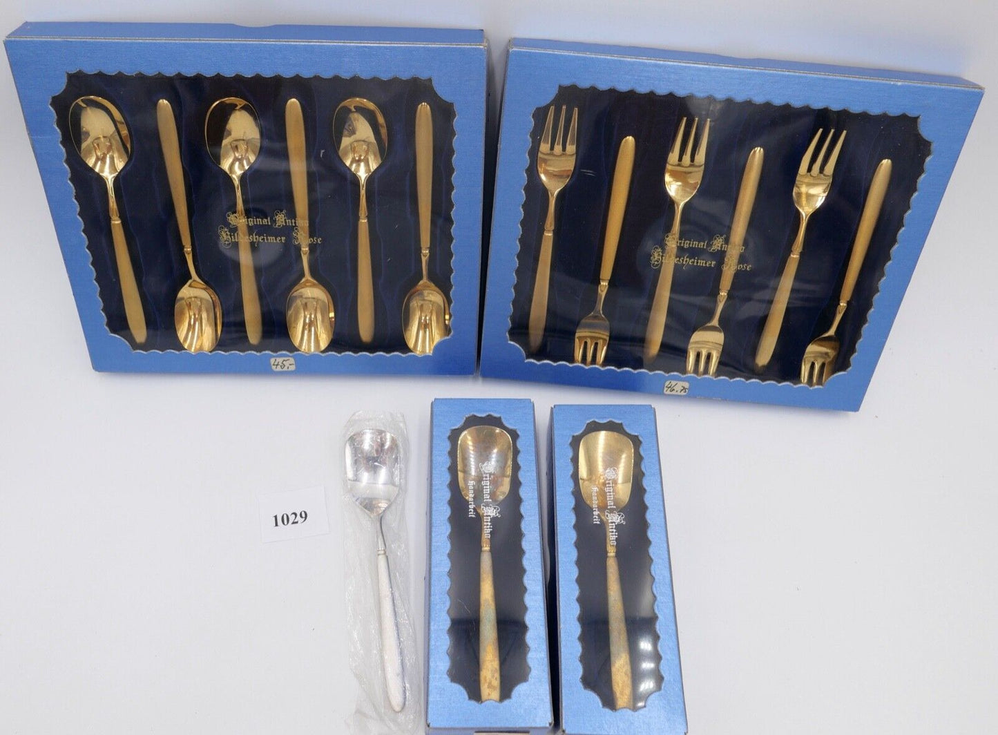 - NEU - OVP - 15 Teile original ANTIKO - vergoldet Kaffeelöffel Kuchenmesser - Antikhandel-Stuttgart