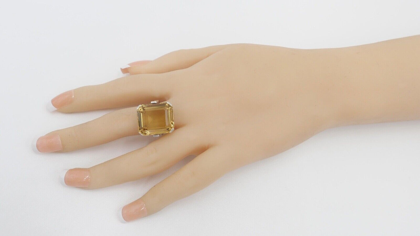 60er Jahre Damenring Gr. 56 Ring 830 Silber synthetischer Citrin - Antikhandel-Stuttgart
