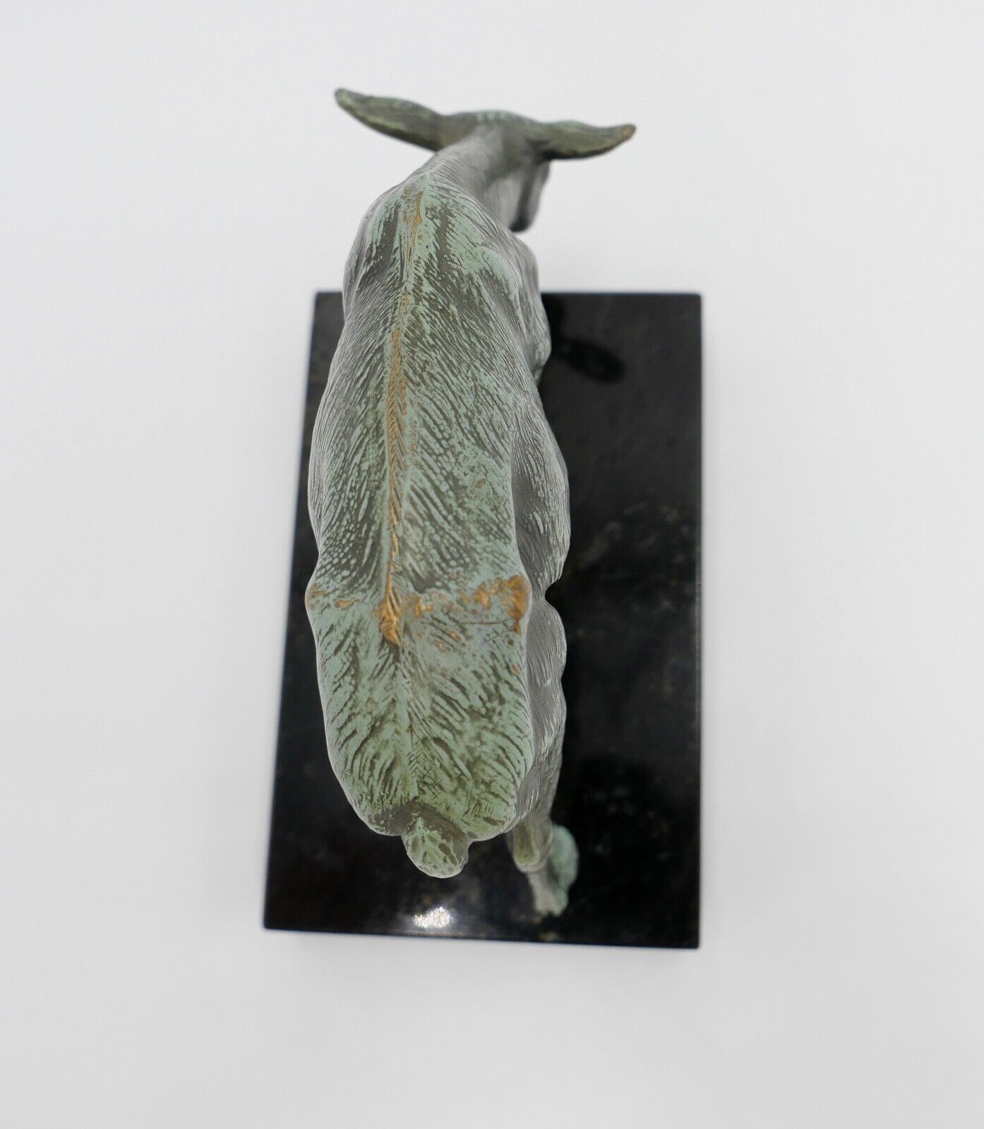 kleine Messing Figur Bronziert " Kalb / Kuh " auf Marmorsockel Skulptur - Antikhandel-Stuttgart