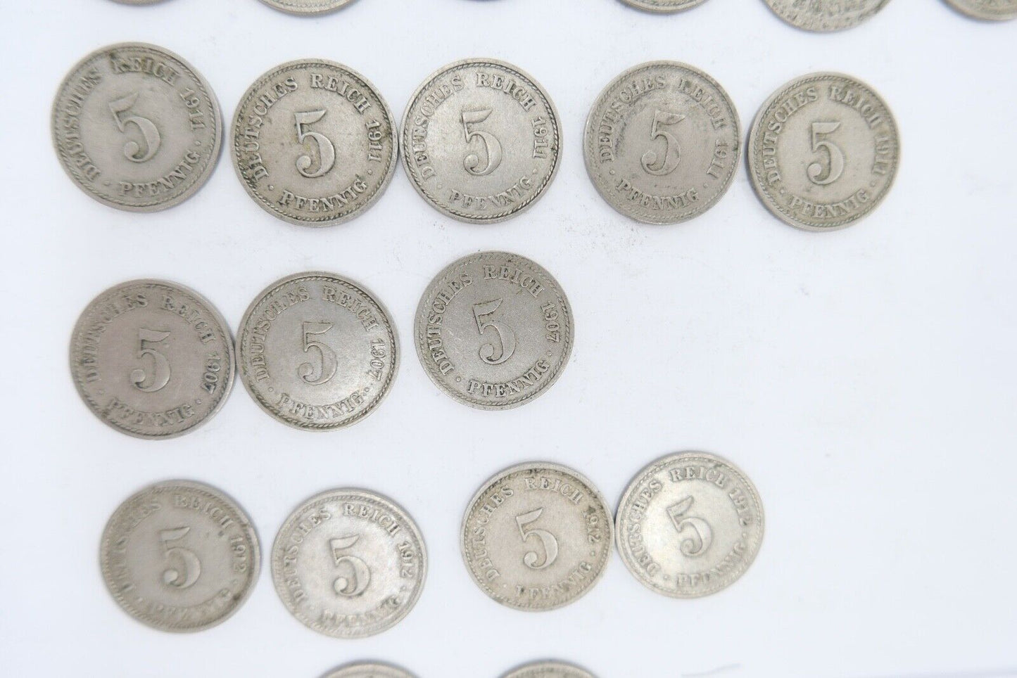 46x 5 Pfennig 1906 - 1914 A D F G großer Adler Jäger J.12 ss - stg - Antikhandel-Stuttgart