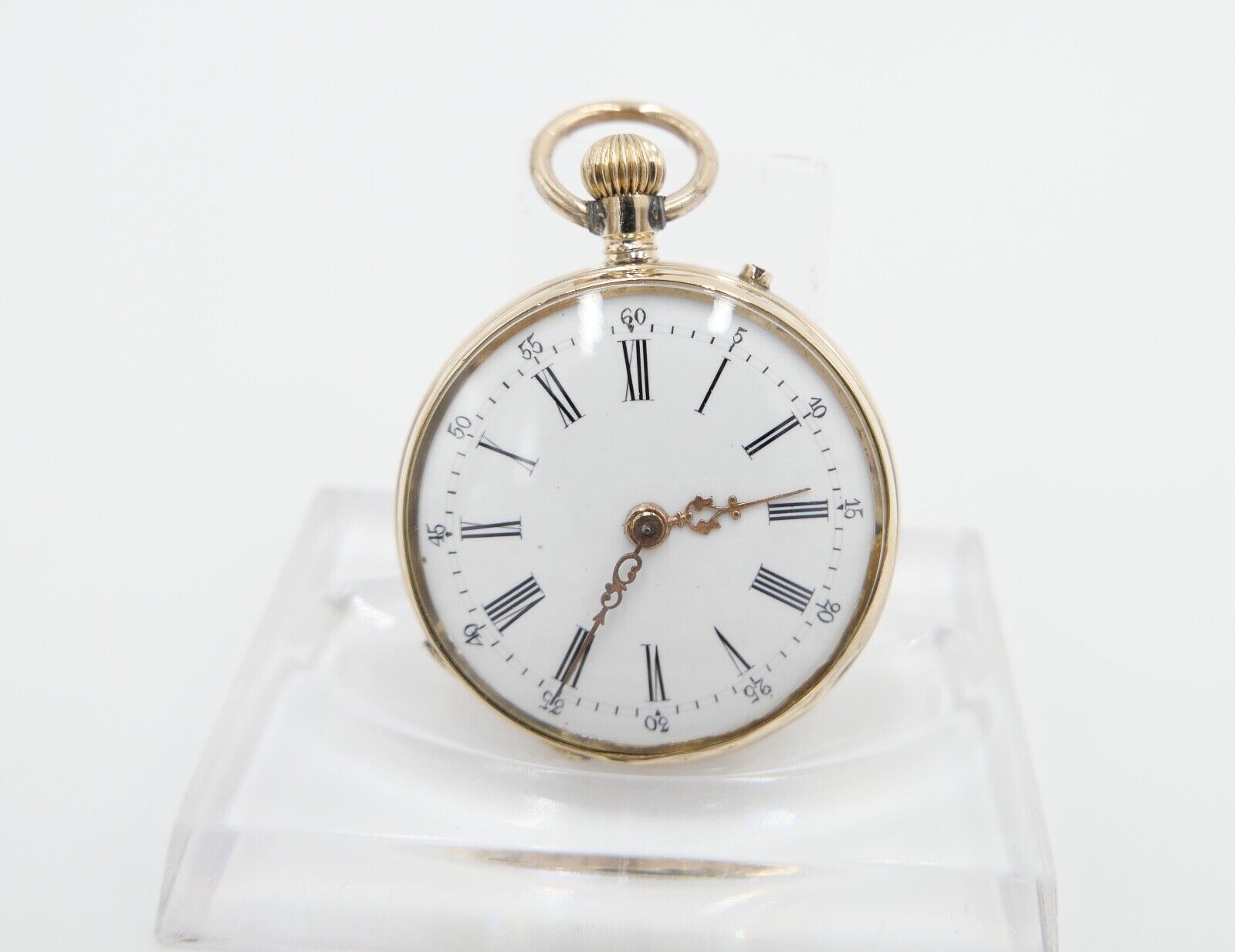 antike Taschenuhr um 1900 Arnold Weber 585 / 14K GOLD 30mm florale Malerei - Antikhandel-Stuttgart