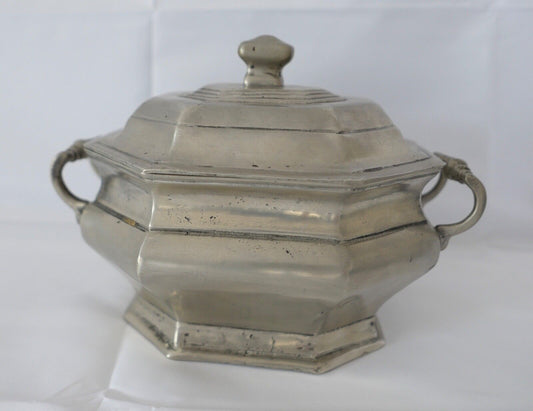 ART DECO 1930er antike ZINN Sandguss Deckelschale Gefäß Schale Deckel Obstschale - Antikhandel-Stuttgart