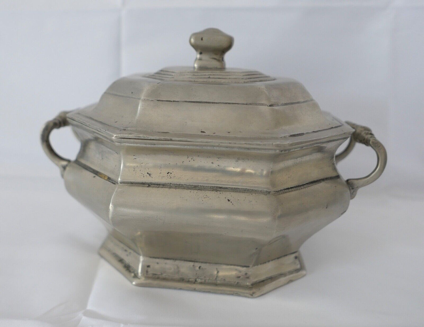 ART DECO 1930er antike ZINN Sandguss Deckelschale Gefäß Schale Deckel Obstschale - Antikhandel-Stuttgart