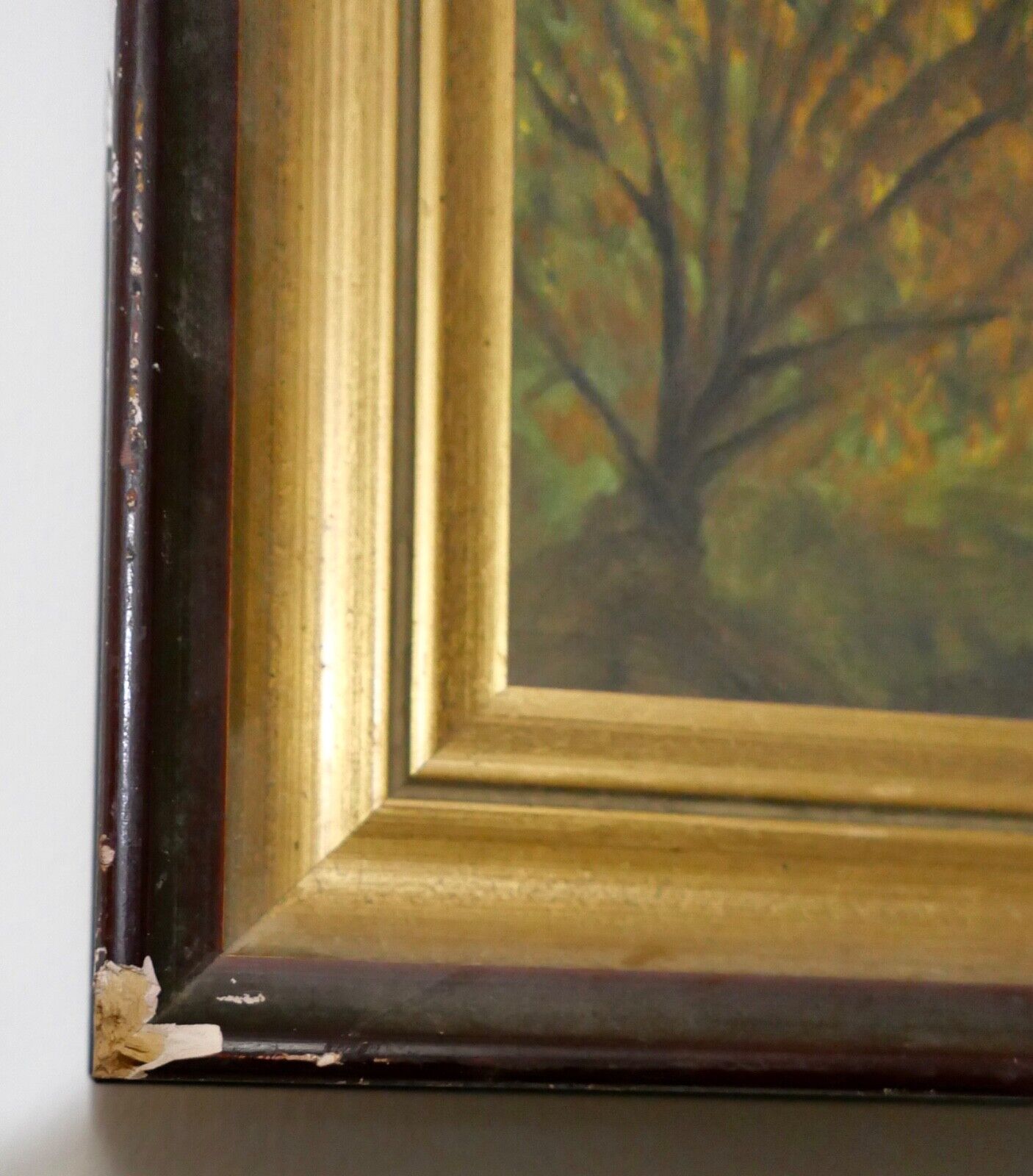 Ölgemälde 91x71 cm signiert Landschaft BACH BÄUME FELD 1976 - Antikhandel-Stuttgart