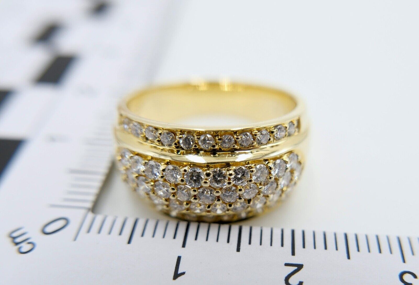 1,26 Ct Diamant Ring 585 14K Gelbgold mit 53 Brillanten besetz Gr. 55 aus 1990er - Antikhandel-Stuttgart