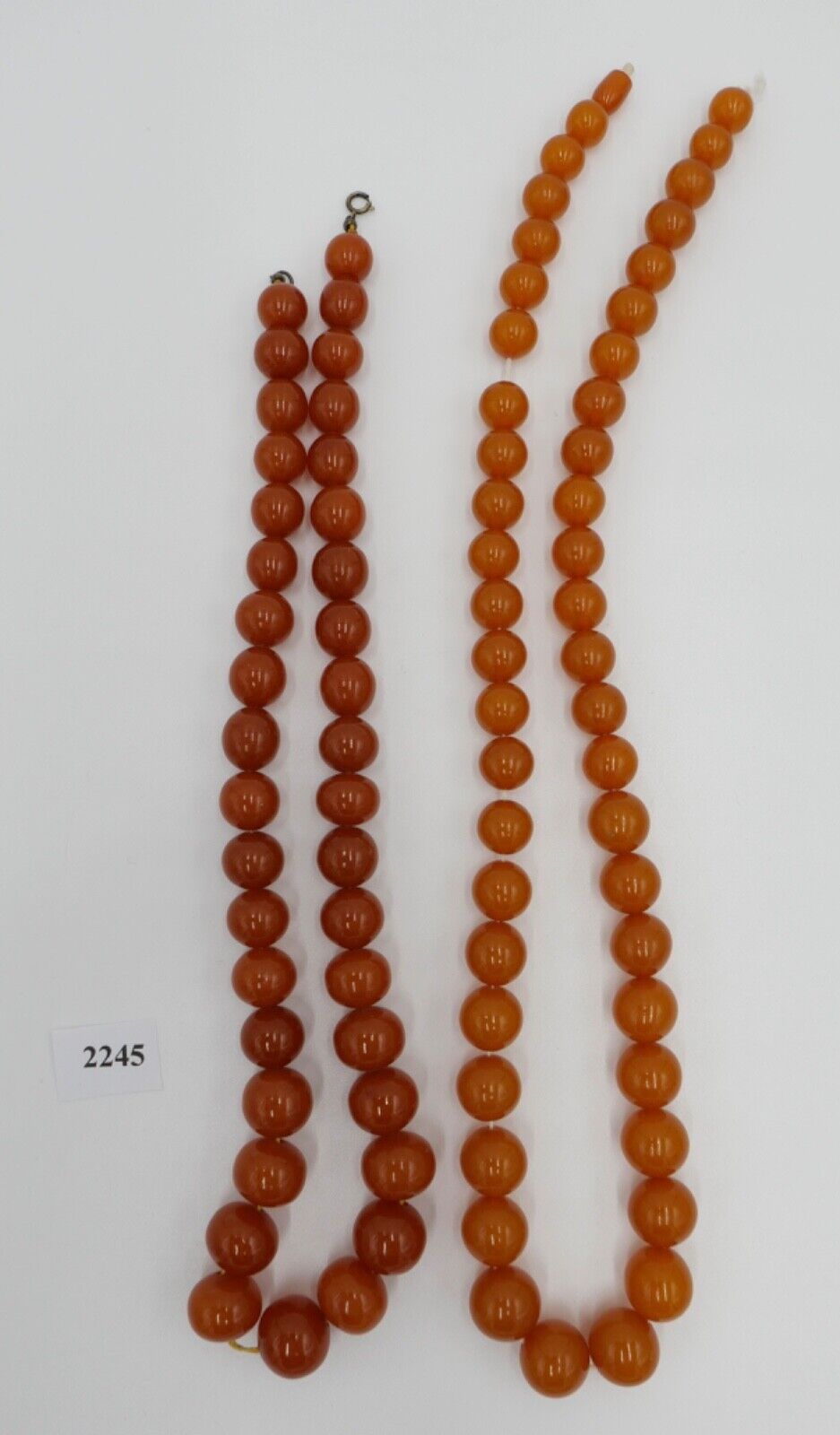 2x Bernstein Kugel Kette / Ketten Pressbernstein 152 Gramm - Antikhandel-Stuttgart