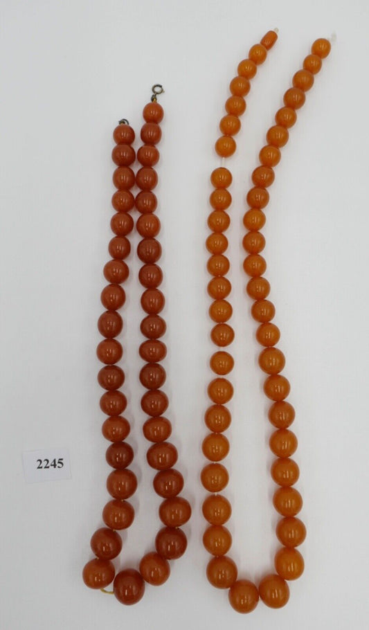 2x Bernstein Kugel Kette / Ketten Pressbernstein 152 Gramm - Antikhandel-Stuttgart