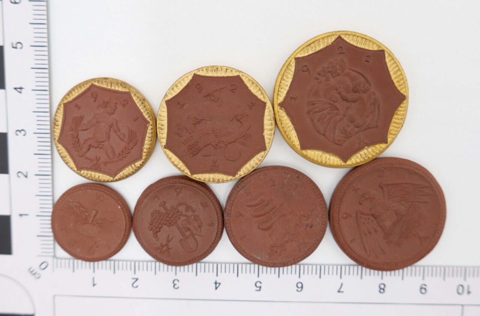 7 Münzen Posten / LOT Notgeld SACHSEN Meißner Porzellan 1921 Pfennig Mark - Antikhandel-Stuttgart