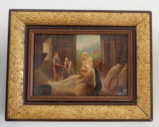 KARL RAUPP 1900 München " Magd holt Korn aus dem Schober " Öl Leinwand - Antikhandel-Stuttgart