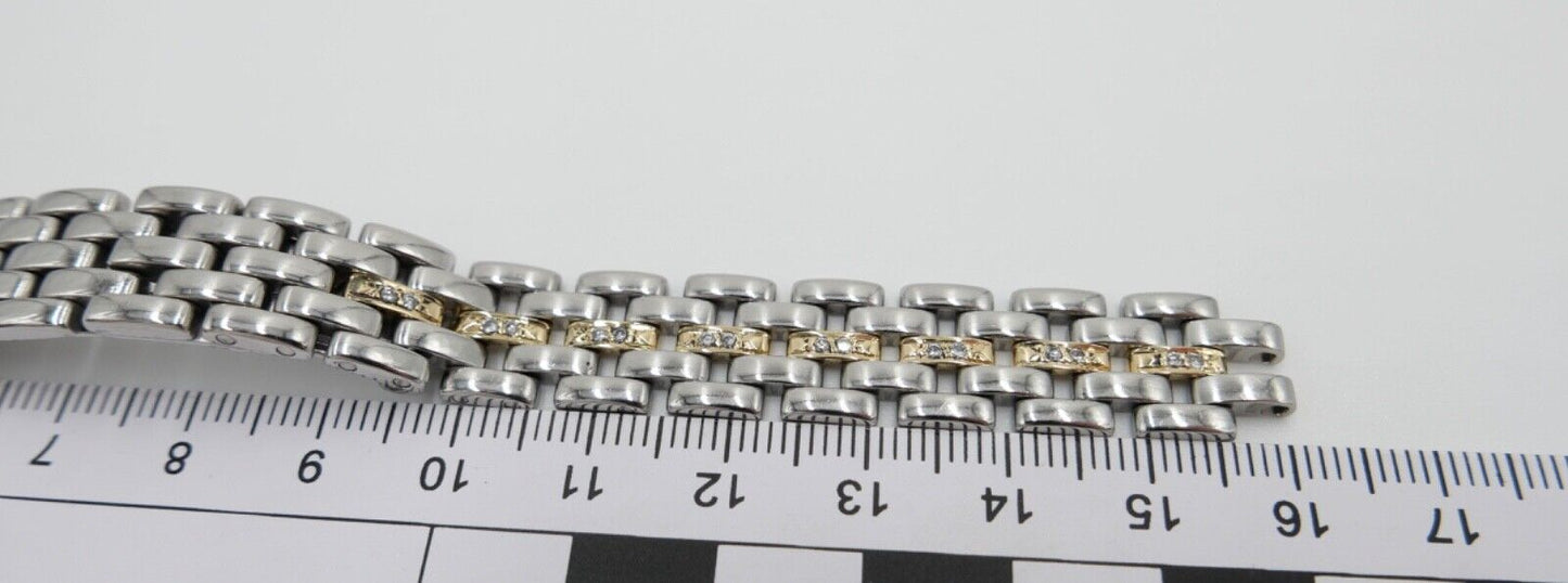 Vintage Cartier Panthere Brillanten Stahl / Gold 12 mm Armband Damen Bracelet - Antikhandel-Stuttgart