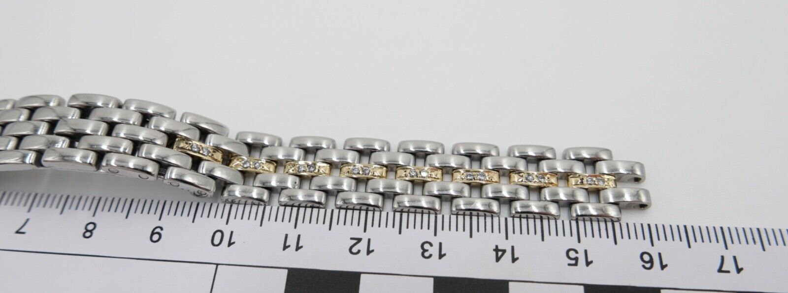 Vintage Cartier Panthere Brillanten Stahl / Gold 12 mm Armband Damen Bracelet - Antikhandel-Stuttgart