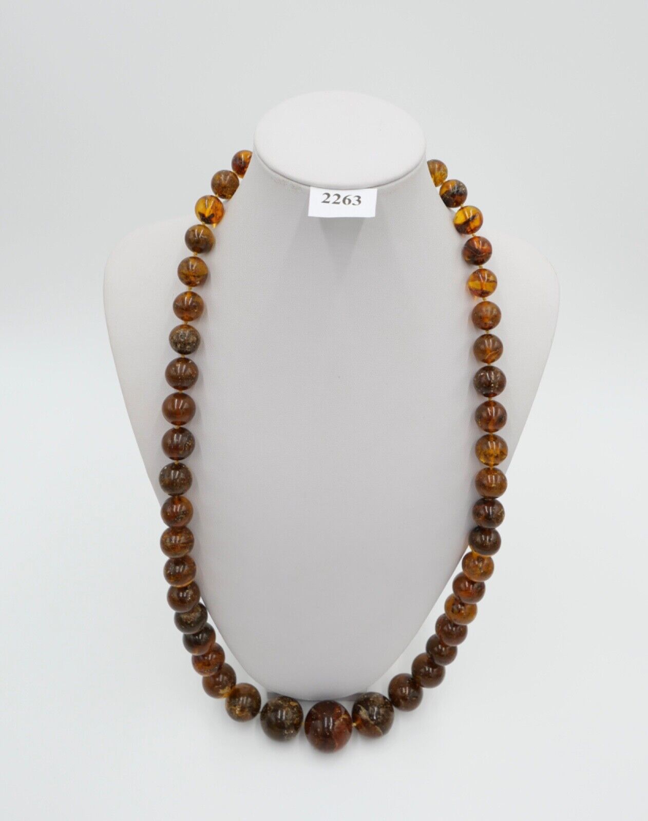 vintage XL Bernstein Kette / Collier / Halskette Kugeln 122 Gramm / 82 cm - Antikhandel-Stuttgart