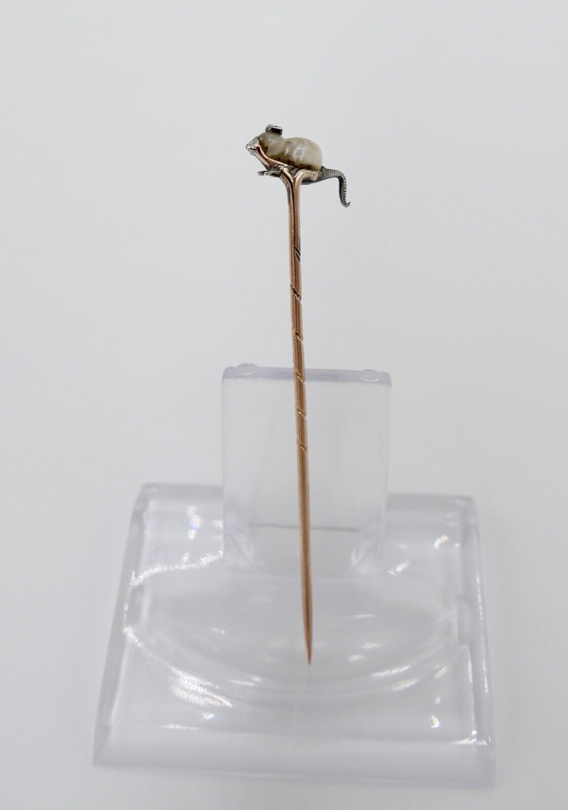 Antik Jugendstil MAUS Gold Anstecknadel Diamanten Perle 585 14K UNIKAT - Antikhandel-Stuttgart