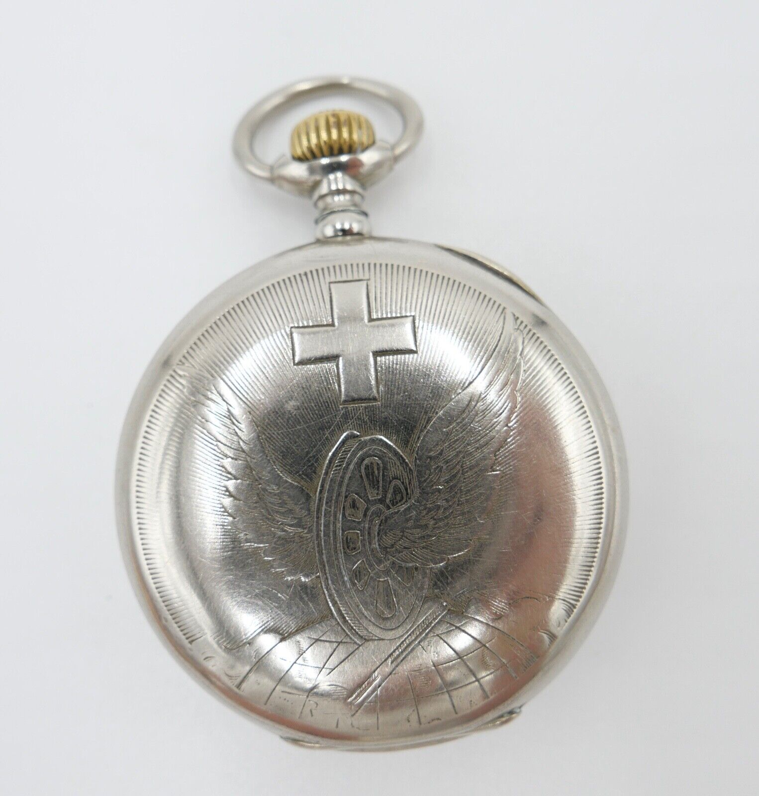 Alte Antike Taschenuhr Flügelrad Schweizer Kreuz Eisenbahn Ø 55mm Chronometer - Antikhandel-Stuttgart